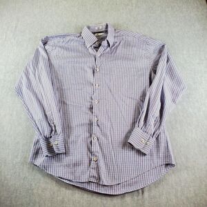 Peter Millar Shirt Mens Large Blue Plaid Long Sleeve Casual Button Up